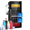 Produktbild: Kühlschrank Getränke Flaschen Minibar 242L 5 Böden LED Glastür Edelstahl Schwarz