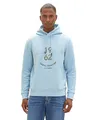 Produktbild: TOM TAILOR Herren Hoodie Sweatshirt mit Print, washed out middle blue, M