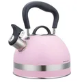 Produktbild: Kinghoff Wasserkessel 1.8L aus Edelstahl, Pfeifkessel Induktion, klein Flötenkessel, Teekessel mit Einklappgriff, Wasserkocher für alle Kochplatten, Kessel matt (Pink)