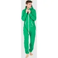 Produktbild: Jumpsuit MONIZ, Damen, Gr. XXL, EURO-Größen, grün (grün, weiß), 80% Baumwolle, 20% Polyester, Overalls Jumpsuit, mit kuscheligem Komfort