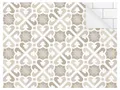 Produktbild: Bilderdepot24 Küchenrückwand beige dekor Abstrakt Fliesenoptik Muster Ornamente Geometrische Erde, (1-tlg., Nischenrückwand - für Fliesenspiegel ohne Bohren - matt), Spritzschutz Rückwand Küche Herd - Folie selbstklebend versch. Größen