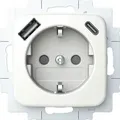 Produktbild: Busch-Jaeger Schuko USB-Steckdosen-Einsatz Safety+ mit USB A/C alpinweiß - Reflex SI 2CKA002011A6296 20 EUCB2USBAC-214