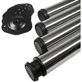 Produktbild: 4 Stück Tischbeine Höhe 710 mm ø 76 / 80 mm Stahl verchromt belastbar bis 300 kg (75 kg pro Stück), Schreibtischbeine mit 32 mm Höhenverstellung