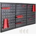 Produktbild: Arebos Werkzeugwand aus Metall, 3-teilig, 120 x 59cm Lochwand mit 17-teiligem Hakensortiment