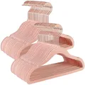Produktbild: SONGMICS Kinderkleiderbügel, 50er Set Kleiderbügel Kinder, Baby-Kleiderbügel, Bügel Samt, 360° drehbarer Haken in Roségold, platzsparend, rutschfest, für Kleiderschrank, pastellrosa CRF027P01