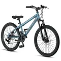 Produktbild: Licorne Bike Thunder Premium Mountainbike in 20, 24, 26, 27.5 und 29 Zoll Fahrrad für Mädchen Jungen Herren und Damen Discbremse Farbe:Aquamarine;Größe:24 Zoll