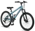 Produktbild: Licorne Bike Thunder Premium Mountainbike in 20, 24, 26, 27.5 und 29 Zoll Fahrrad für Mädchen Jungen Herren und Damen Discbremse (Aquamarine, 24 Zoll)