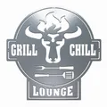 Produktbild: Gartenschild | Grill Schild | Bulle Grill & Chill Lounge | Stahl