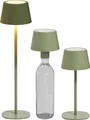 Produktbild: LED Tischlampe Flaschenleuchte 3in1 45cm hoch mit 3000mAh Akku 200lm warmweißes Licht (3000K) Mintgrün