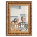 Produktbild: VictoR Vintage Bilderrahmen „Rubens“ in 13x18 cm Braun Gold - Leiste: 30x20mm - Echtglas - Fotorahmen Barock - Antik - Bilderrahmen 13x18 Vintage
