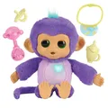 Produktbild: Fingerlings Care 'n' Cuddles Interaktiver Baby Affe, Sunny (Lila), Spielzeug für 3-Jährige, 150+ Geräusche und Reaktionen, Herz leuchtet