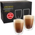 Produktbild: Creano PREMIUM doppelwandige Trinkgläser 400ml - 2er Set - OHNE versiegeltes LOCH deshalb Gastronomie Qualität - 100% Spülmaschinenfest - WELTNEUHEIT
