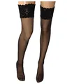 Produktbild: Wolford Damen Matt Fein Strumpfhose Satin Touch 20 Stay - Up 21223, 20 DEN, Gr. Large, Schwarz (Black 7005)