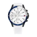 Produktbild: Tommy Hilfiger Multi Zifferblatt Quarz Uhr für Herren mit Weisses Silikonarmband - 1791723