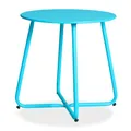 Produktbild: Homestyle4u 2484, Balkontisch rund Beistelltisch klein leicht Gartentisch Metall Blau wetterfest Outdoor Tisch Ø 45 cm
