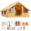 Produktbild: VEVOR Aufblasbares Zelt für Camping, 5-8 Personen Zelt mit Handpumpe, 4x3x2,2 m Glamping-Zelt mit 2 Oberlichtern, Baldachin, Ofenanschluss, 2 Türen