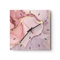 Produktbild: Modern Wanduhr Abstraktion Marmor Rosa 30x30cm Quadrat Klein Wand Uhr Glas Analog Zimmeruhren Küche Büro Wohnzimmer Glasuhr Wall Clock Dekoration Design Wanddekoration Küchenuhr C3AC30x30-4528