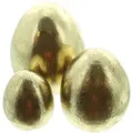 Produktbild: Frank-Flechtwaren Osterdeko 225549, gold, 3 Stück, Ostereier aus Keramik, 7 - 12 cm