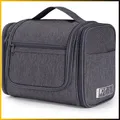 Produktbild: Waschtasche Grau, Kulturtasche mit 17 Fächern, Aufhängetasche 27x15,5x59 cm