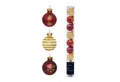 Produktbild: Decoris season decorations Christbaumschmuck, Weihnachtskugeln Glas mit Motiven 3cm rot / gold Mix, 9er Set