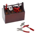Produktbild: Miniatur Werkzeugkasten mit WerkzeugHolzkiste Toolbox Werkzeugkoffer Werkzeug...