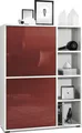 Produktbild: Vladon Highboard Schrank Anrichte Cuba mit 8 Fächern, Germany, Korpus in Weiß matt / Fronten in Bordeaux Hochglanz