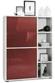 Produktbild: Vladon Highboard Cuba (Anrichte, mit 2 Türen und 4 offene Fächer), Weiß matt/Bordeaux Hochglanz (79 x 105,5 x 35,5 cm)