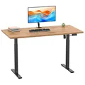 Produktbild: VCM my office Lona elektrisch höhenverstellbarer Schreibtisch honig-eiche rechteckig, T-Fuß-Gestell schwarz 110,0 x 50,0 cm