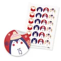 Produktbild: itenga 24x Sticker Zahlen Adventskalender Geschenk 1 bis 24 Weihnachtsfiguren