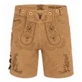 Produktbild: PAULGOS Trachtenhose Herren Lederhose Kurz mit Trägern 100% Echtleder - HK3 braun 54