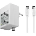 Produktbild: Goobay 67226 Zweigeräte-Antennenverstärker (DVB-T / DVB-T2 / DVB-C), Weiß - zum Anschluss von zwei Empfangsgeräten (TV / Radio)