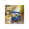 Produktbild: deluxe4home® Bollerwagen Transportwagen faltbar mit Dach Blau/Grau
