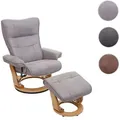 Produktbild: MCA Relaxsessel Montreal, Fernsehsessel Hocker, Stoff/Textil 130kg belastbar ~ hellgrau, naturbraun