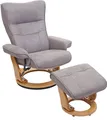 Produktbild: MCA Relaxsessel Montreal, Fernsehsessel Hocker, Stoff/Textil 130kg belastbar hellgrau, naturbraun