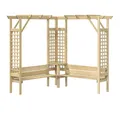 Produktbild: furnicato Pergola Eck-aus grün imprägniertem Massivholz 190x190x200 cm, Grün, (1-tlg), Wetterfeste Sitzbank mit Rankhilfe und Tisch für Ihren Garten