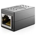 Produktbild: deleyCON 1 Stück RJ45 Kupplung (1000 Mbit) Gigabit LAN Kabel Verlängerung Netzwerkkabel Ethernet Adapter Verbinder Kompatibel zu Cat8, Cat7, Cat6, Cat5 Patchkabel DSL POE 2X RJ45 Buchse - Schwarz