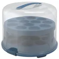 Produktbild: Rotho Kunststoff AG Rotho FRESH Tortenglocke XL mit Trays, 26 cm Höhe, Tortentransportbox auch zur sicheren Aufbewahrung von Kuchen u. Muffins geeignet, Farbe: horizon blue 1046006161