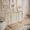 Produktbild: Konsolentisch MODERN GLASS II GOLD CHROM 80 cm Gold chrom / Glastischplatte - Gold