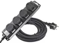 Produktbild: ChiliTec 4-Fach Steckdosenleiste Aussensteckdose mit 4 Schutzkontaktsteckdosen Klappdeckel 10m Kabel IP44 Mehrfachsteckdose für den Innen- & Außenbereich 230V 16A Schwarz