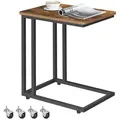 Produktbild: VASAGLE Beistelltisch Nachttisch Sofatisch auf Rollen - 50 x 35 x 60 cm - Vintage Braun-Schwarz