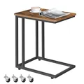 Produktbild: VASAGLE Beistelltisch, Sofatisch mit Rollen, C-Form, mobiler Kaffeetisch, 35 x 50 x 60 cm, Wohnzimmertisch mit Metallgestell, für Kaffee und Laptop, Industrie-Design, vintagebraun-schwarz LNT50X