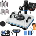 Produktbild: VEVOR 10 in 1 Hitzepresse 38 x 30 cm Transferpresse 360-Grad-Drehbar Multifunktionale Sublimation Weiß Textilpresse Heißpresse Maschine T-Shirtpresse Becherpresse Tassenpresse für Hüten Tellern Tassen