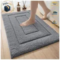 Produktbild: Badematte Mikrofaser Grau rutschfest saugfähig 40 x 60 cm für Dusche Badewanne