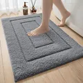 Produktbild: Badematte Mikrofaser Grau rutschfest 40 x 60 cm saugfähig maschinenwaschbar