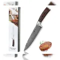 Produktbild: Oleio Wakoli EDIB Damast Chefmesser 20 cm Klinge aus echtem japanischen Damaststahl mit Pakkaholzgriff