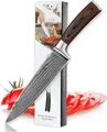 Produktbild: Wakoli EDIB Kochmesser aus echtem Damaststahl (VG10 Kern) mit 20 cm Klinge – Scharf & ausbalanciert – Damastmesser mit Pakkaholzgriff in Geschenkbox – Damast Küchenmesser für Profi- & Hobbyköche