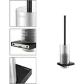 Produktbild: Toilettenbürsten-Garnitur aus Kristall-Glas matt und Metall schwarz-matt, Wandmontage, WC-Bürste mit Halterung für Bad und Gäste-WC, Edition 11