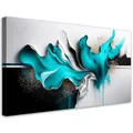 Produktbild: Feeby Bilder - Foto Geschenk - Türkis-Abstraktion 3D-Effekt - 120x60 1tlg - Leinwandbilder Wohnzimmer - Wandbild über dem Bett - Bild Schlafzimmer - Aesthetic Zimmer Deko - Modern Pictures