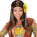 Produktbild: NET TOYS 70er Jahre Hippie Perücke Damenperücke mit Blumen-Stirnband Flower Power Langhaarperücke Hippieperücke mit Kopfschmuck