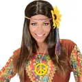 Produktbild: 60er 70er Jahre Hippie Perücke Damenperücke mit Blumen-Stirnband Flower Power
